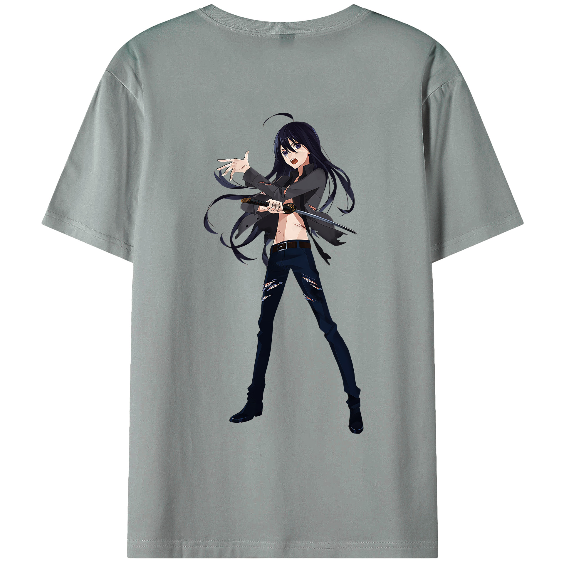 （画像用） 刀剣乱舞 Touken Ranbu 綿100％ メンズ半袖Tシャツ（バックプリント） 通気性